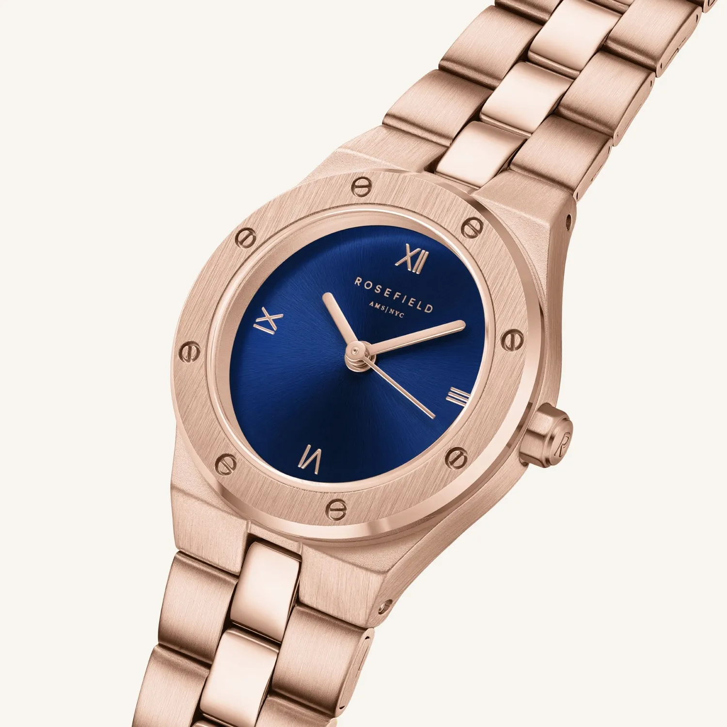 Rosefield Rose XS klokke 24 mm rosegull mørkeblå