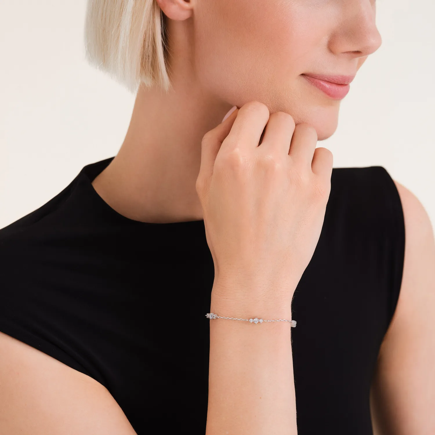 Rosefield Essentials Triple Stones armbånd gull og sølv