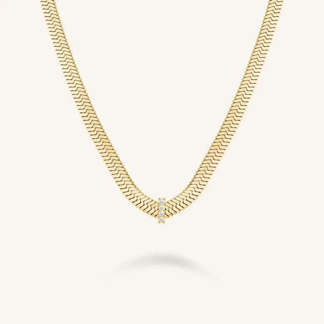 Rosefield Essentials Crystal Snake Necklace halskjede gull 45–49 cm