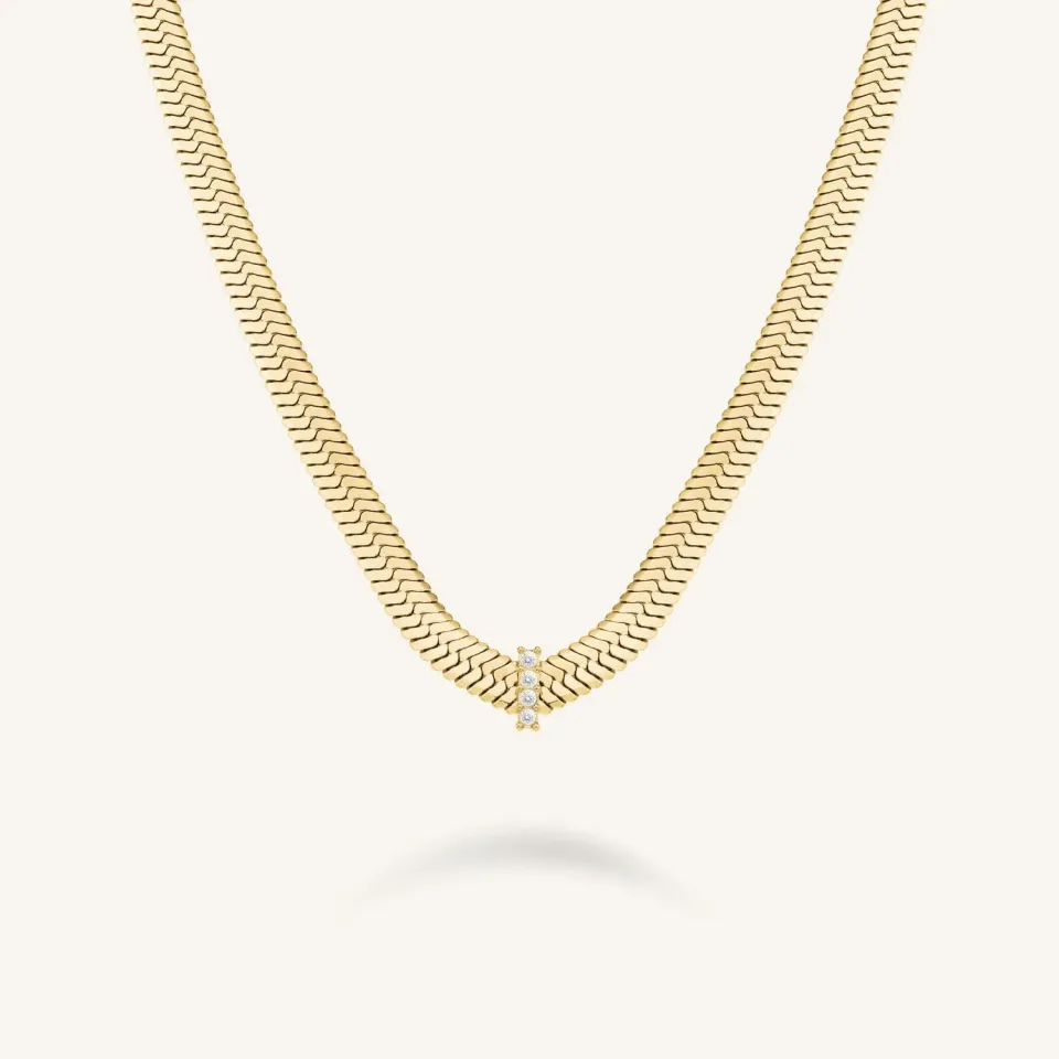 Rosefield Essentials Crystal Snake Necklace halskjede gull 45–49 cm