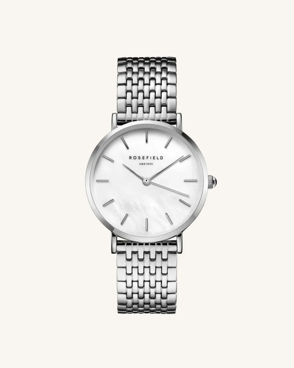 Rosefield Upper East Side Silver klokke 33 mm med hvit skive