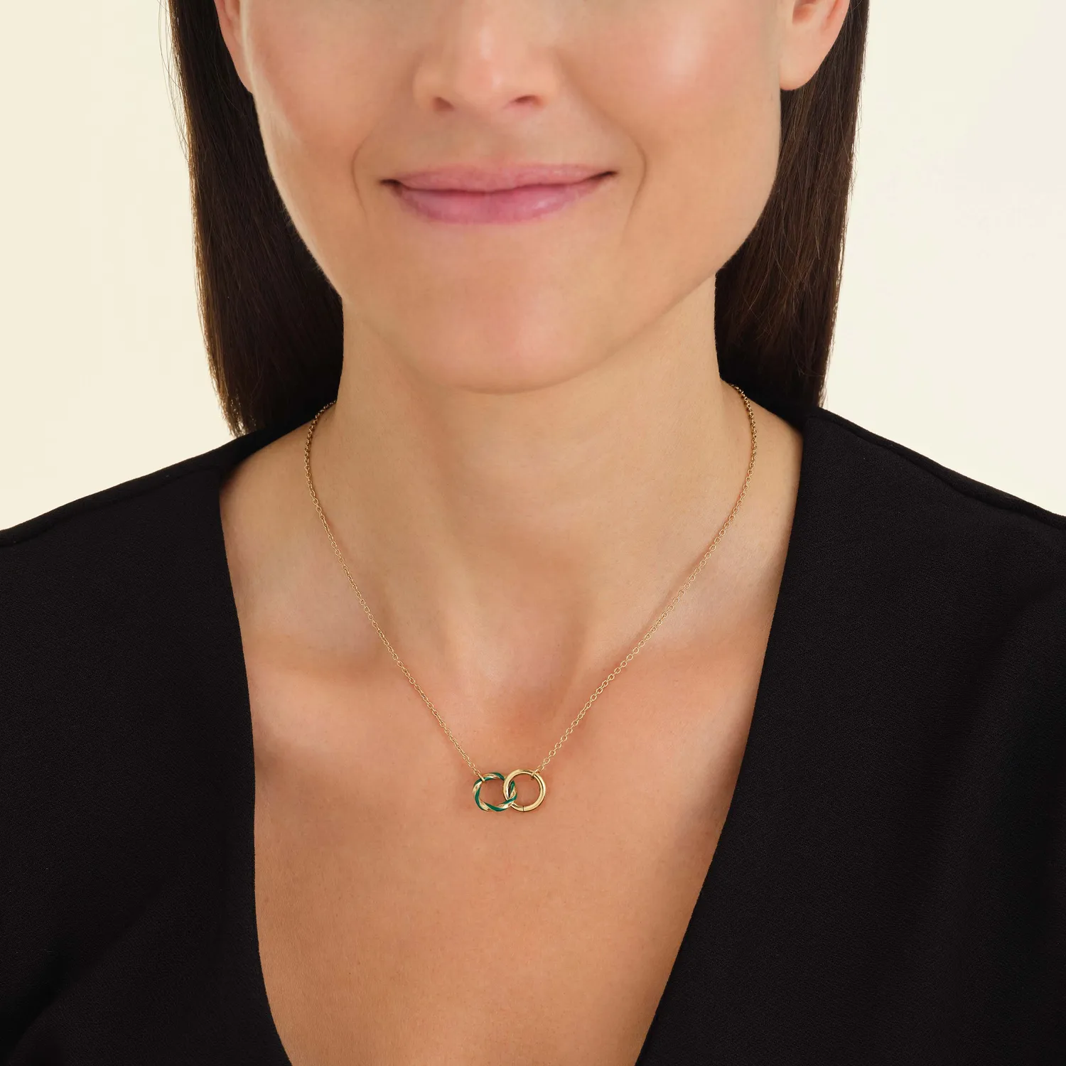 Rosefield Essentials Emerald Duo Necklace halskjede 45–49 cm grønn emalje
