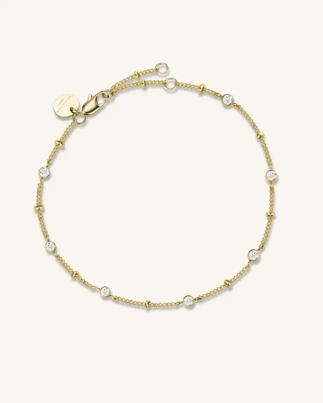 Rosefield Essentials Multi Crystal-armbånd gull, justerbart