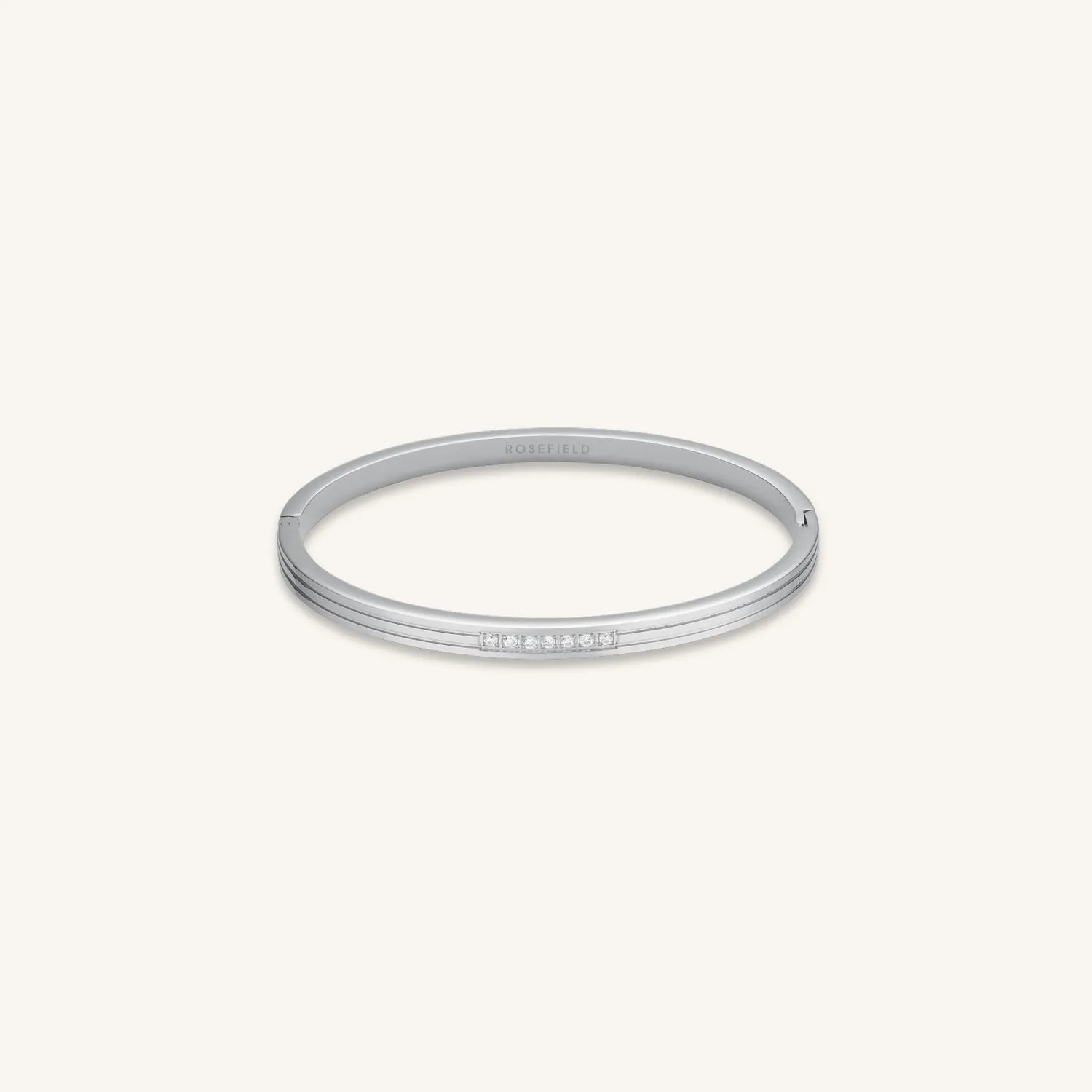 Rosefield Striped Crystals Bangle armring gull og sølv