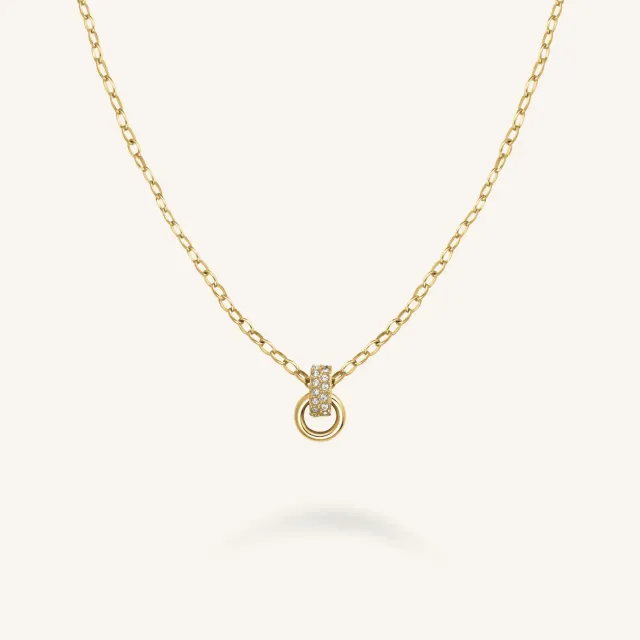 Rosefield Bow Studs Necklace halskjede 42–46 cm gullbelagt stål