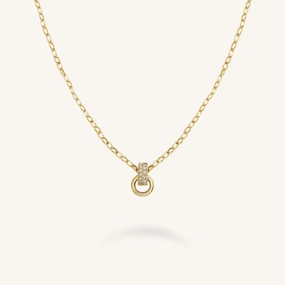 Rosefield Bow Studs Necklace halskjede 42–46 cm gullbelagt stål
