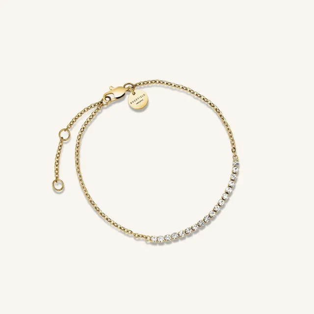 Rosefield Tennis Bracelet armbånd gull 16,5–19,5 cm krystaller