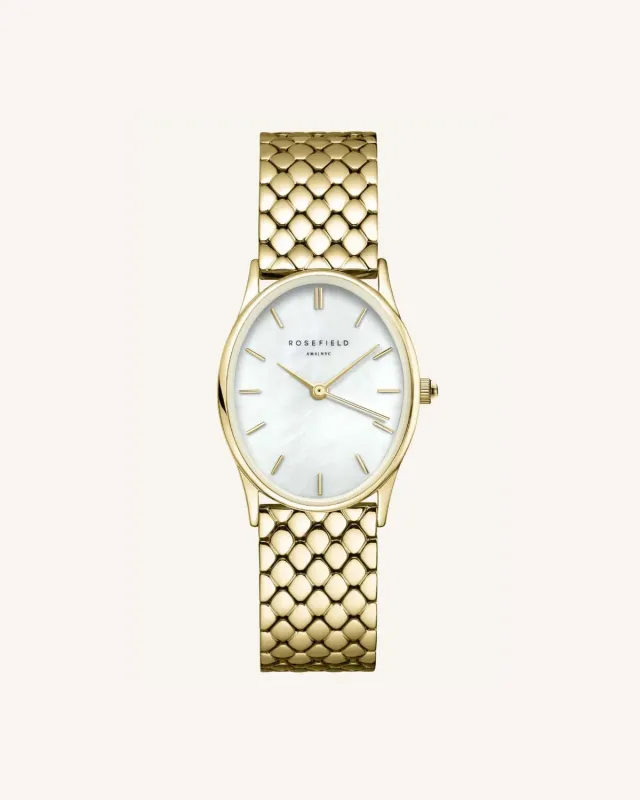 Rosefield Oval Pearl gullklokke 22 mm gullbelagt