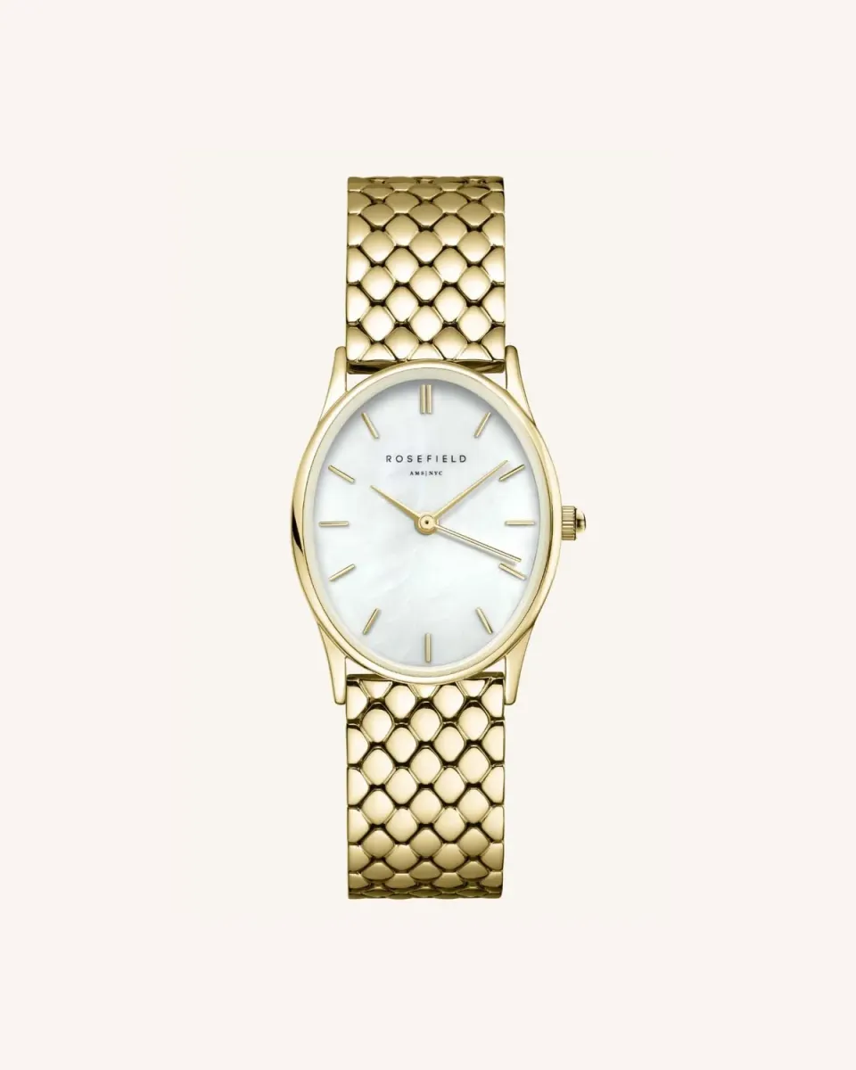 Rosefield Oval Pearl gullklokke 22 mm gullbelagt
