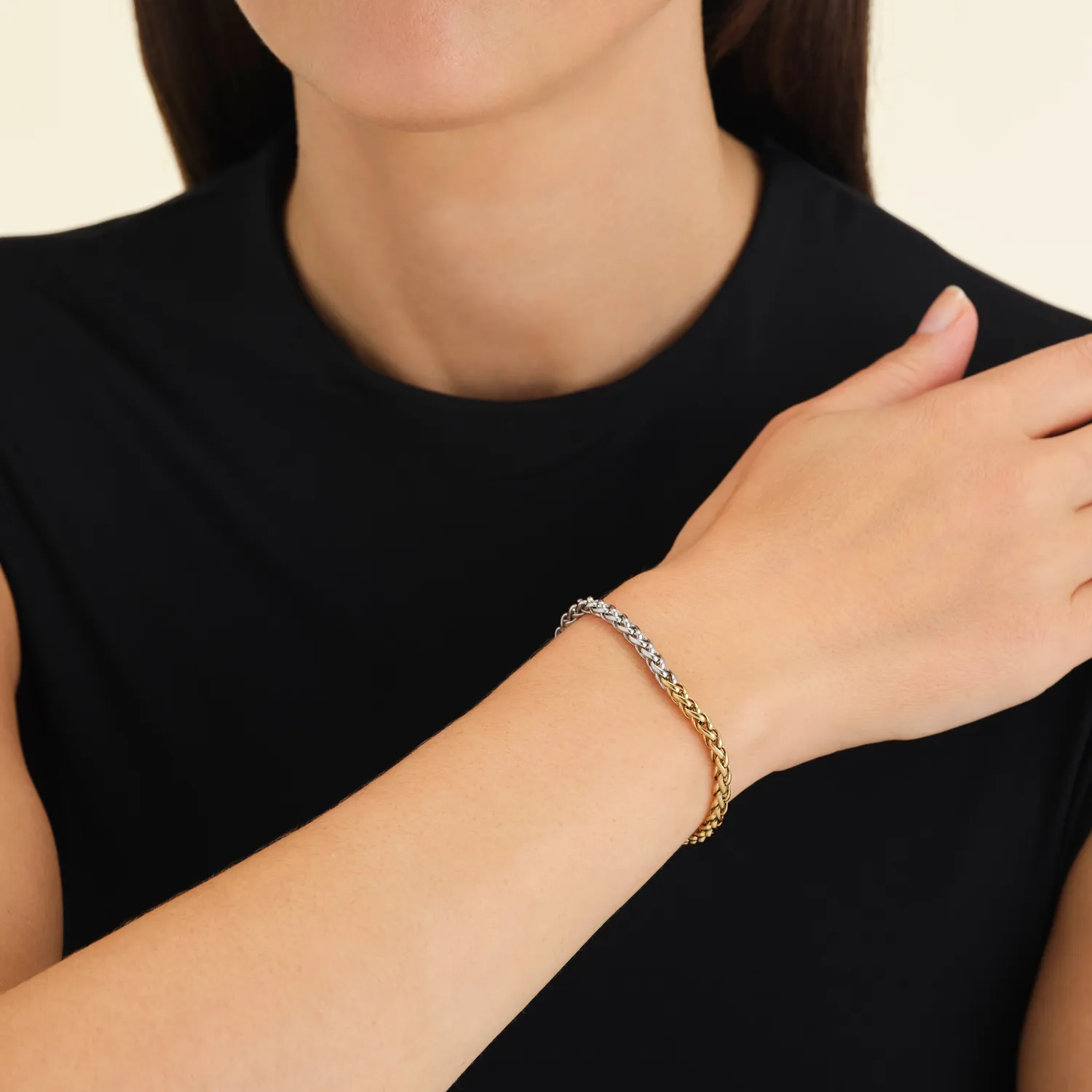 Rosefield Essentials Duotone Herringbone Bracelet armbånd gull og sølv