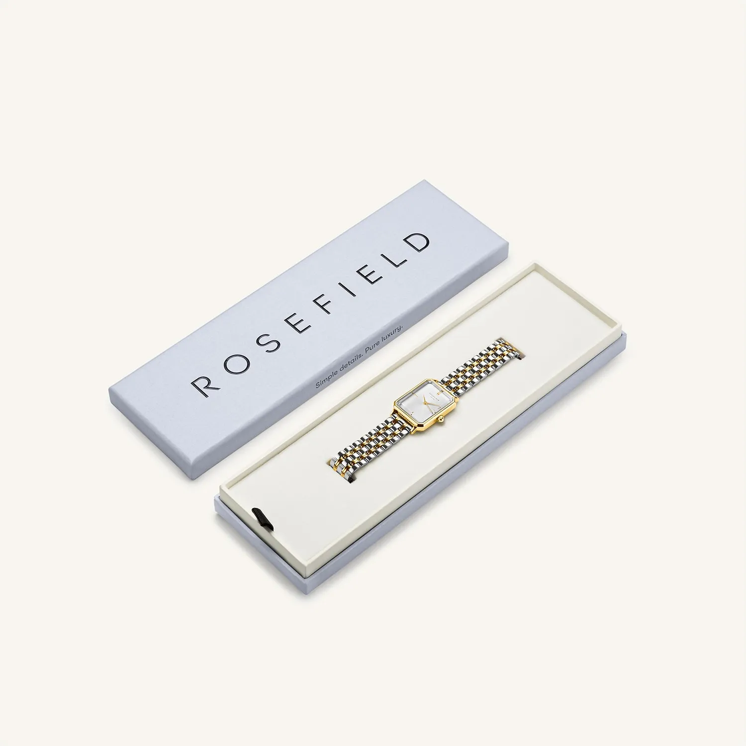 Rosefield Octagon Duotone klokke gull sølv 23 × 29 mm