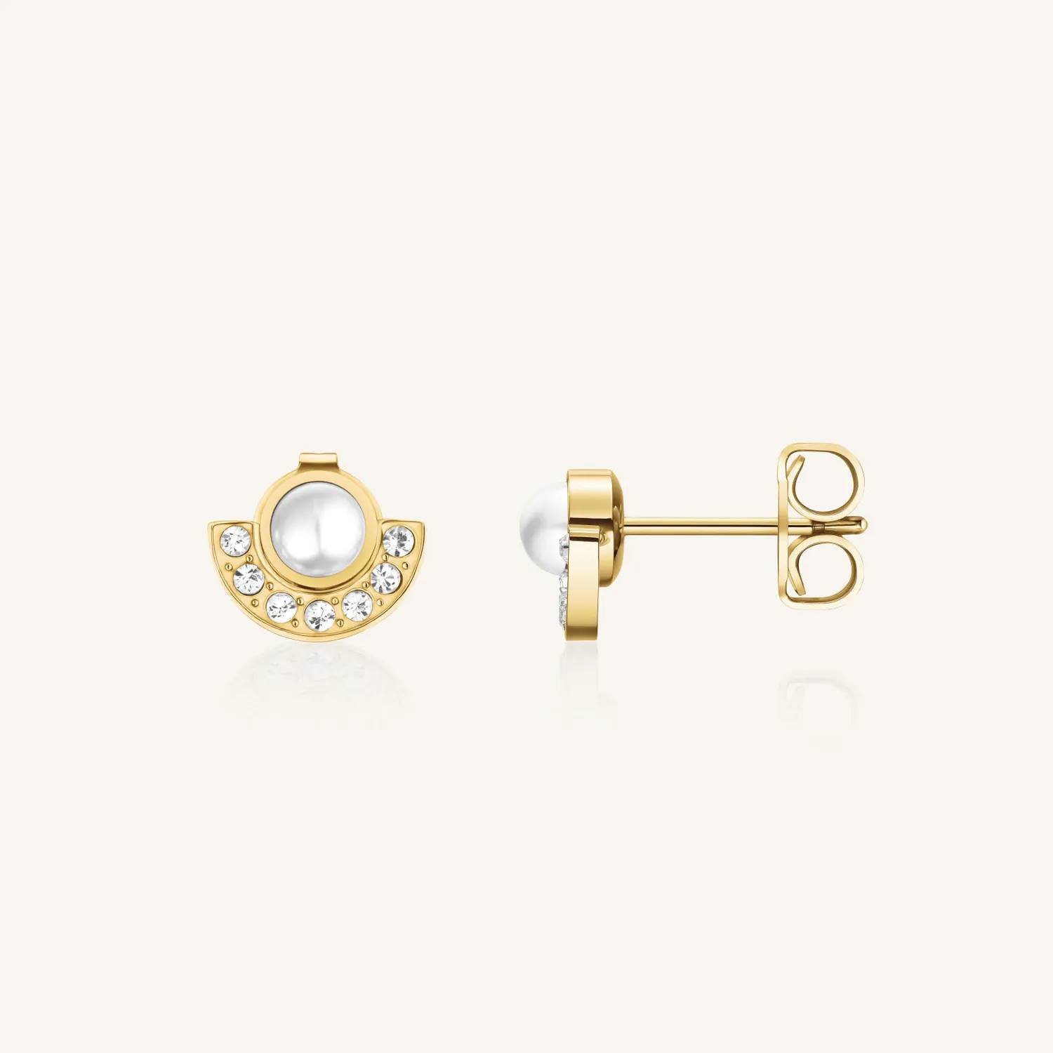 Rosefield Pearl Halo Studs øredobber gullbelagt