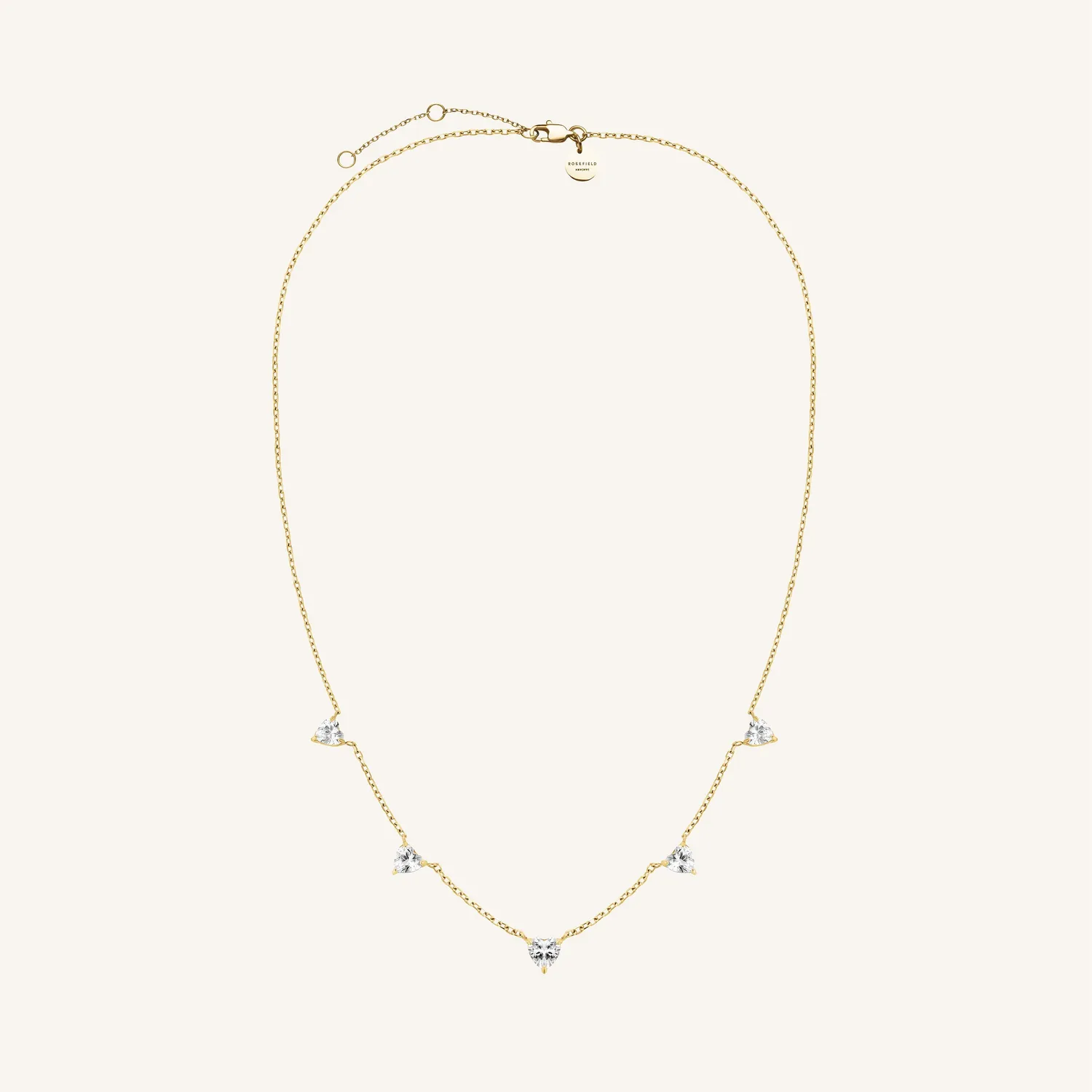Rosefield Row Hearts Necklace halskjede gull, justerbart
