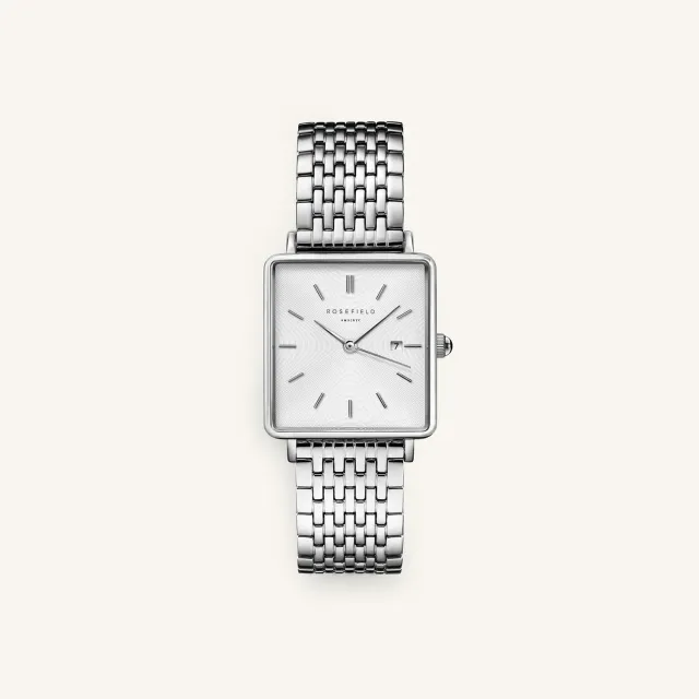 Rosefield Boxy klokke 26 x 28 mm sølv – firkantet