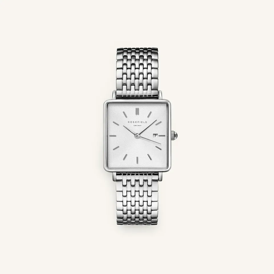 Rosefield Boxy klokke 26 x 28 mm sølv – firkantet