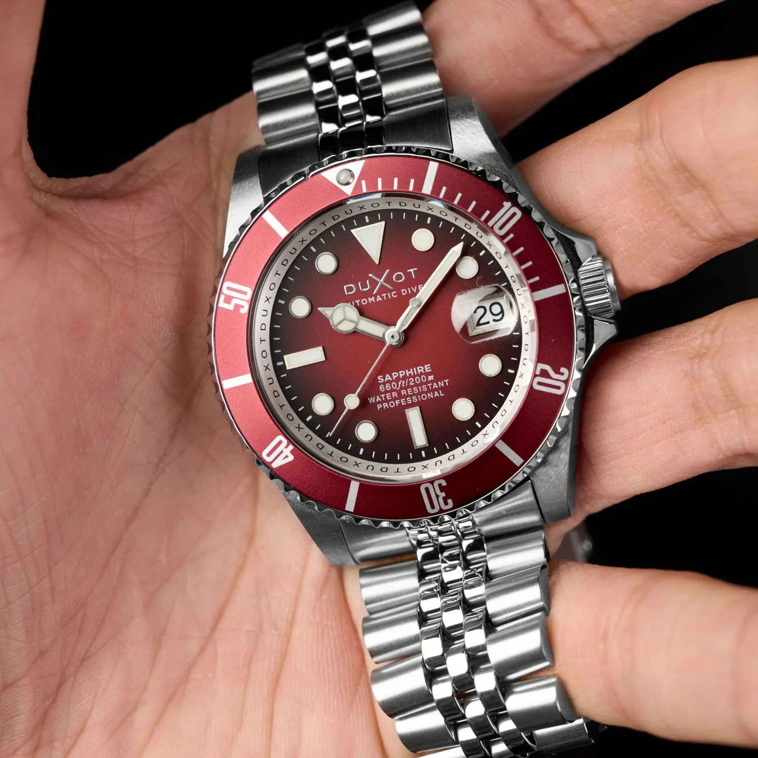 Duxot Atlantica Diver Automatic Merlot Red dykkerklokke 20 ATM