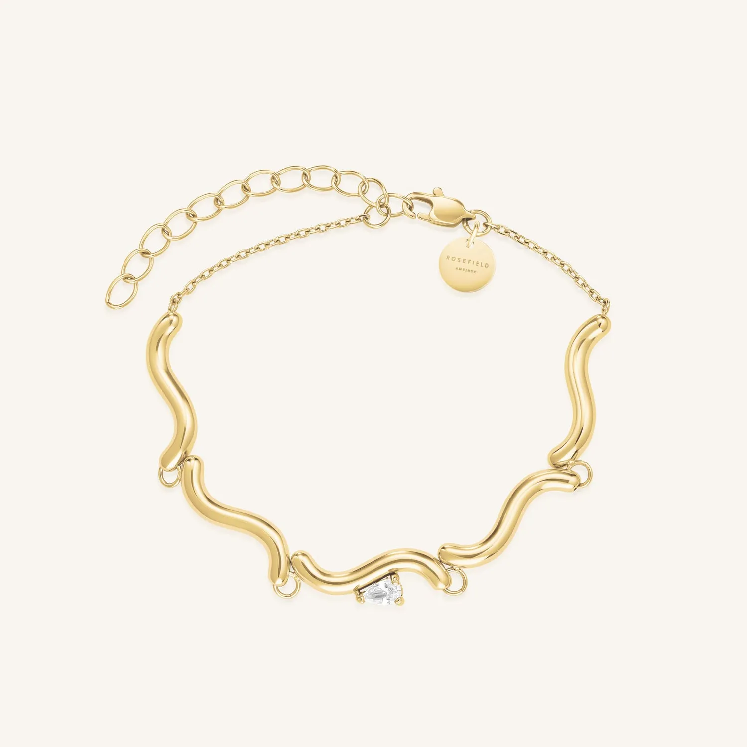 Rosefield Essentials Drop Wave Bracelet armbånd gull 16,5–21 cm