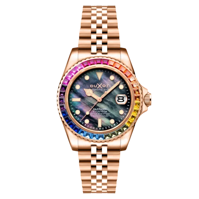 Duxot Atlantica 40 Rainbow Automatic klokke Black Mop perlemor