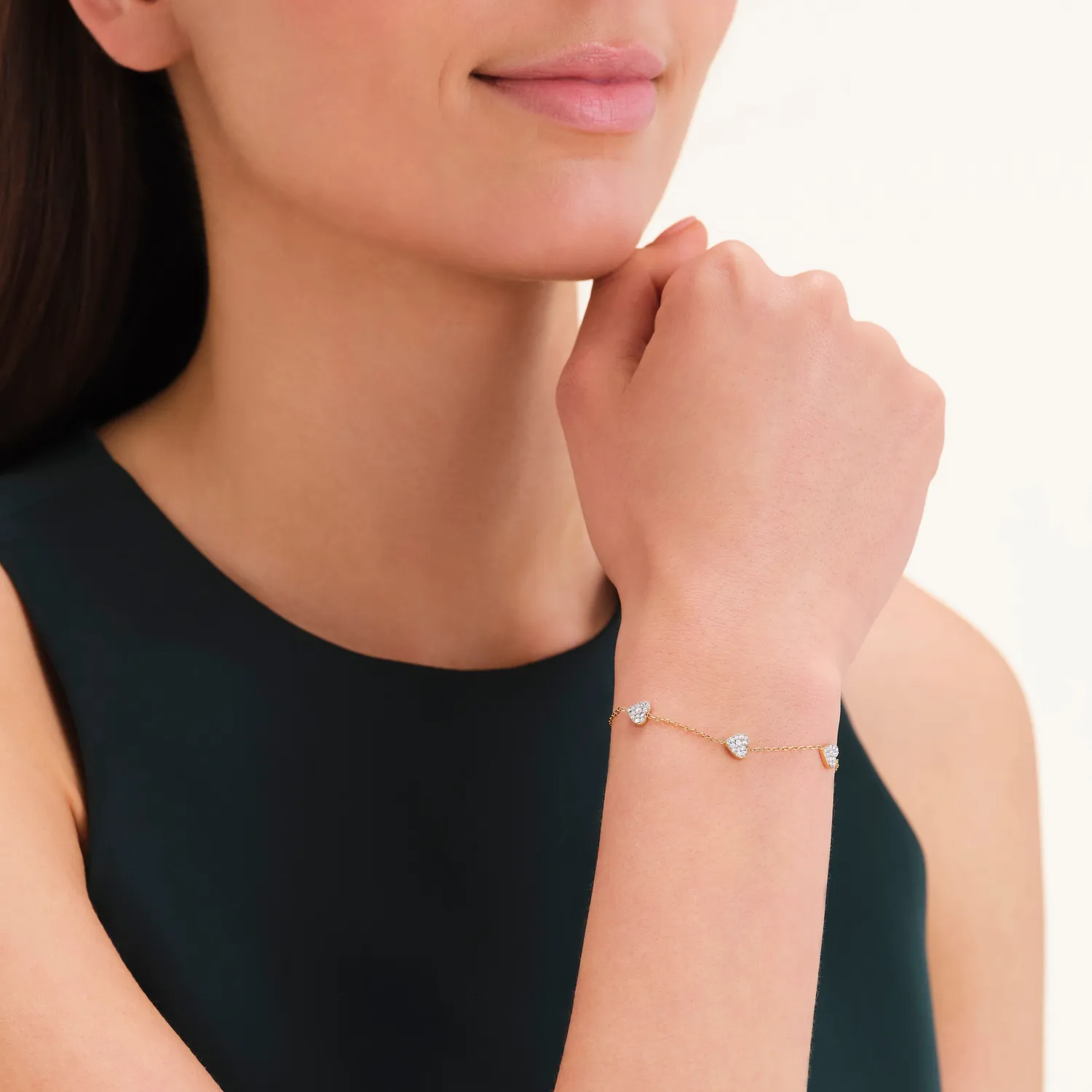 Rosefield 3 Hearts Bracelet armbånd gullbelagt