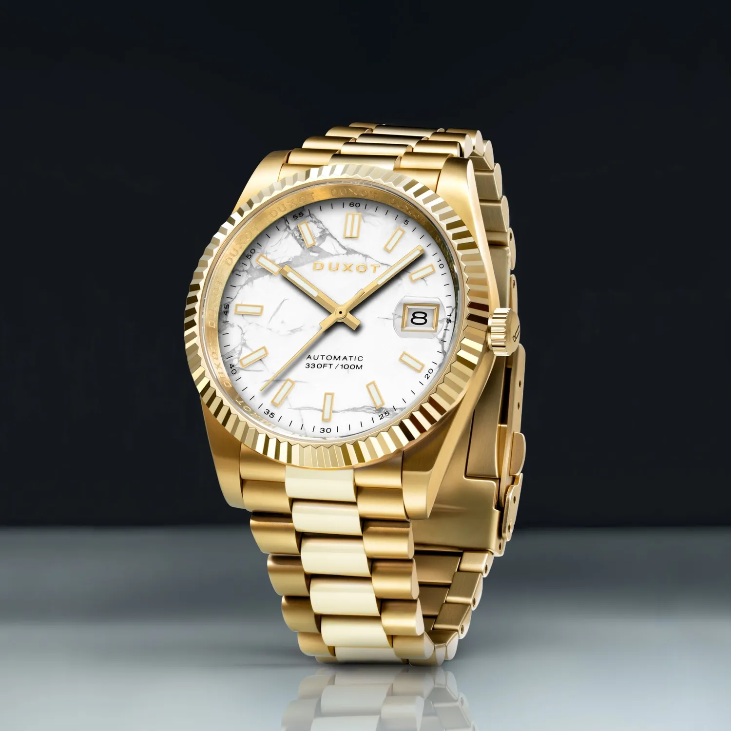 Duxot Marcel White Magnesite klokke med magnesittskive