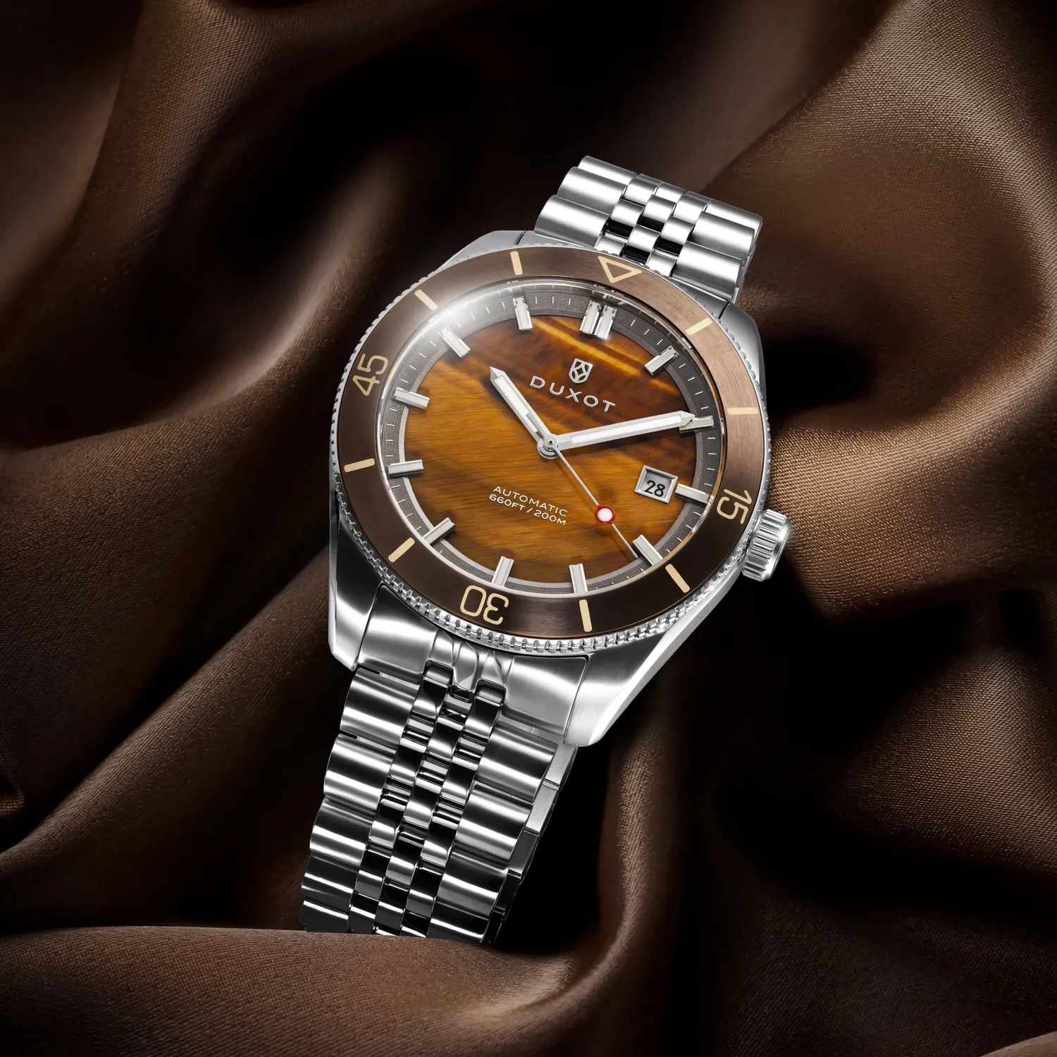 Duxot Pacifico Tiger Eye automatisk klokke steinskive