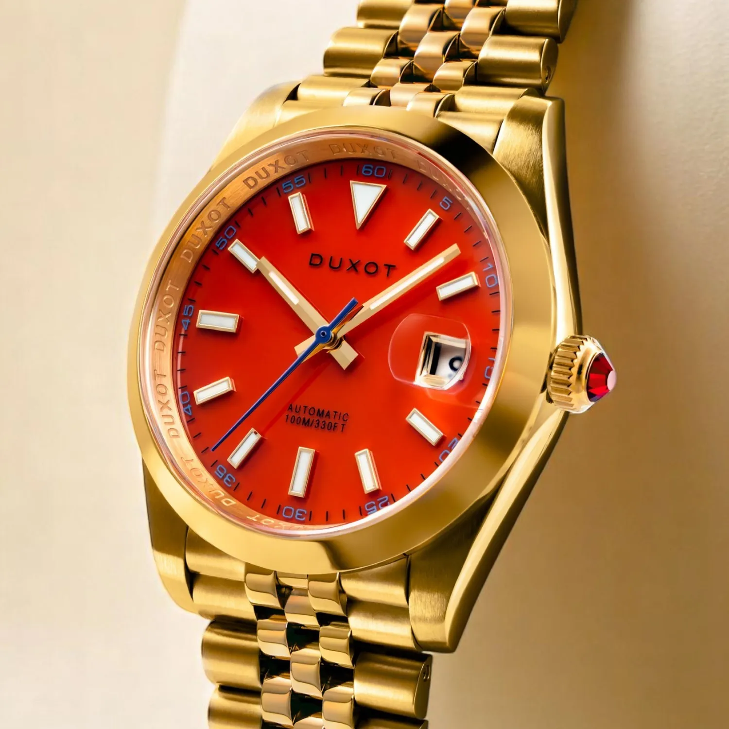 Duxot Vezeto Brown Crystal automatisk klokke brun 40 mm dato