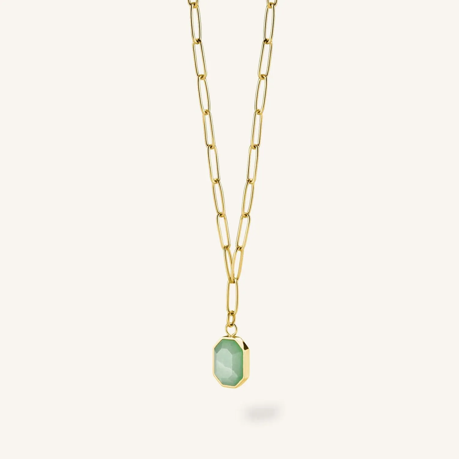 Rosefield Essentials Geometric Gemstone Necklace halskjede gull aventurin