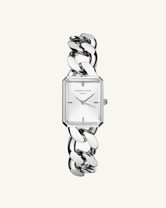 Rosefield Octagon XS Studio klokke sølv 19,5 × 24 mm