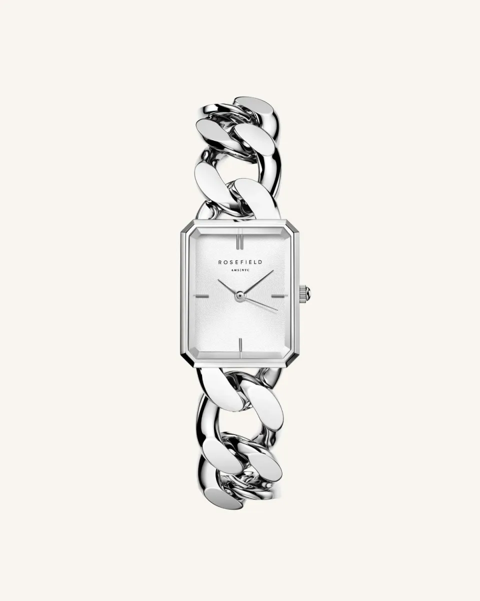 Rosefield Octagon XS Studio klokke sølv 19,5 × 24 mm