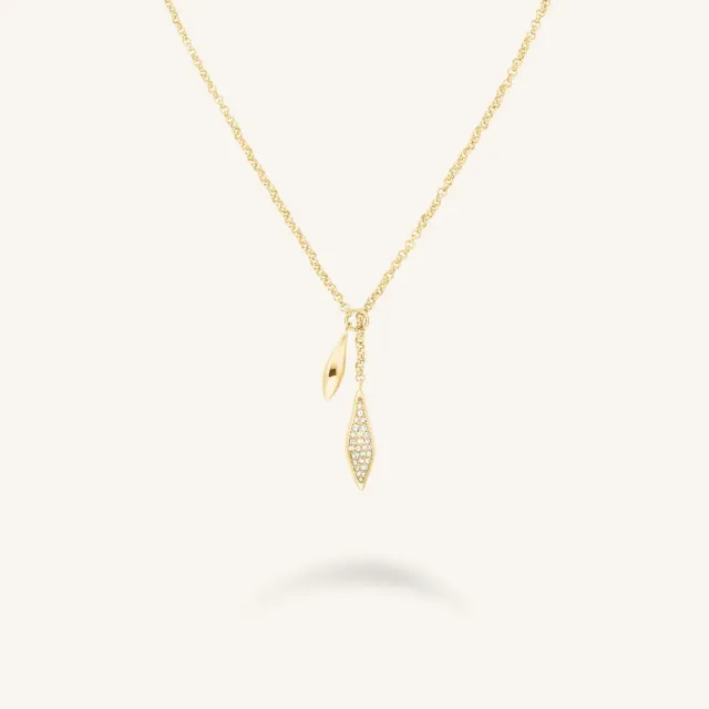 Rosefield Pave Lariat Necklace halskjede 65 cm gull og sølv