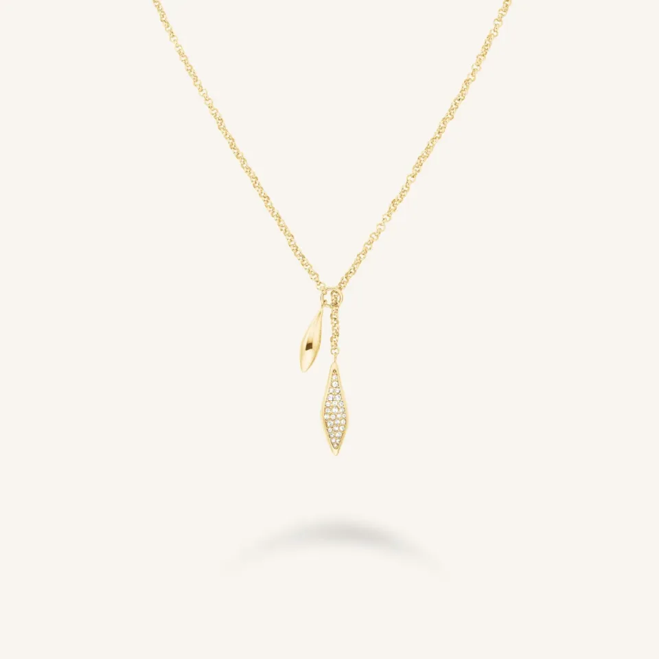 Rosefield Pave Lariat Necklace halskjede 65 cm gull og sølv