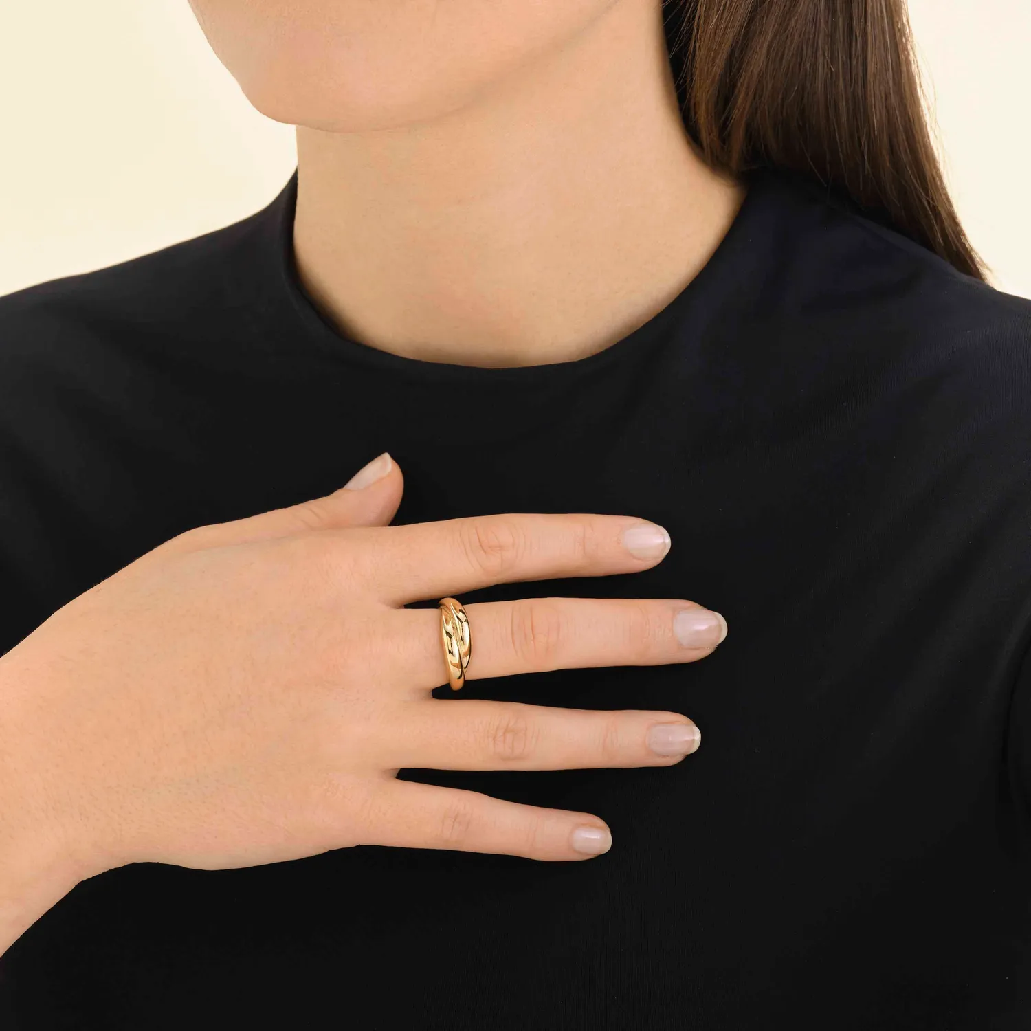 Rosefield Crossed Ring ring gull størrelse 48–56