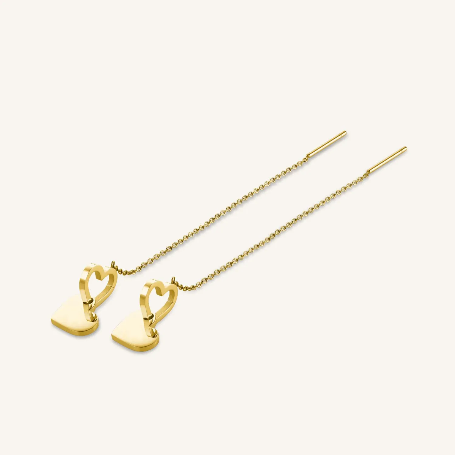 Rosefield Double Heart Earrings øredobber gull og sølvbelagt stål