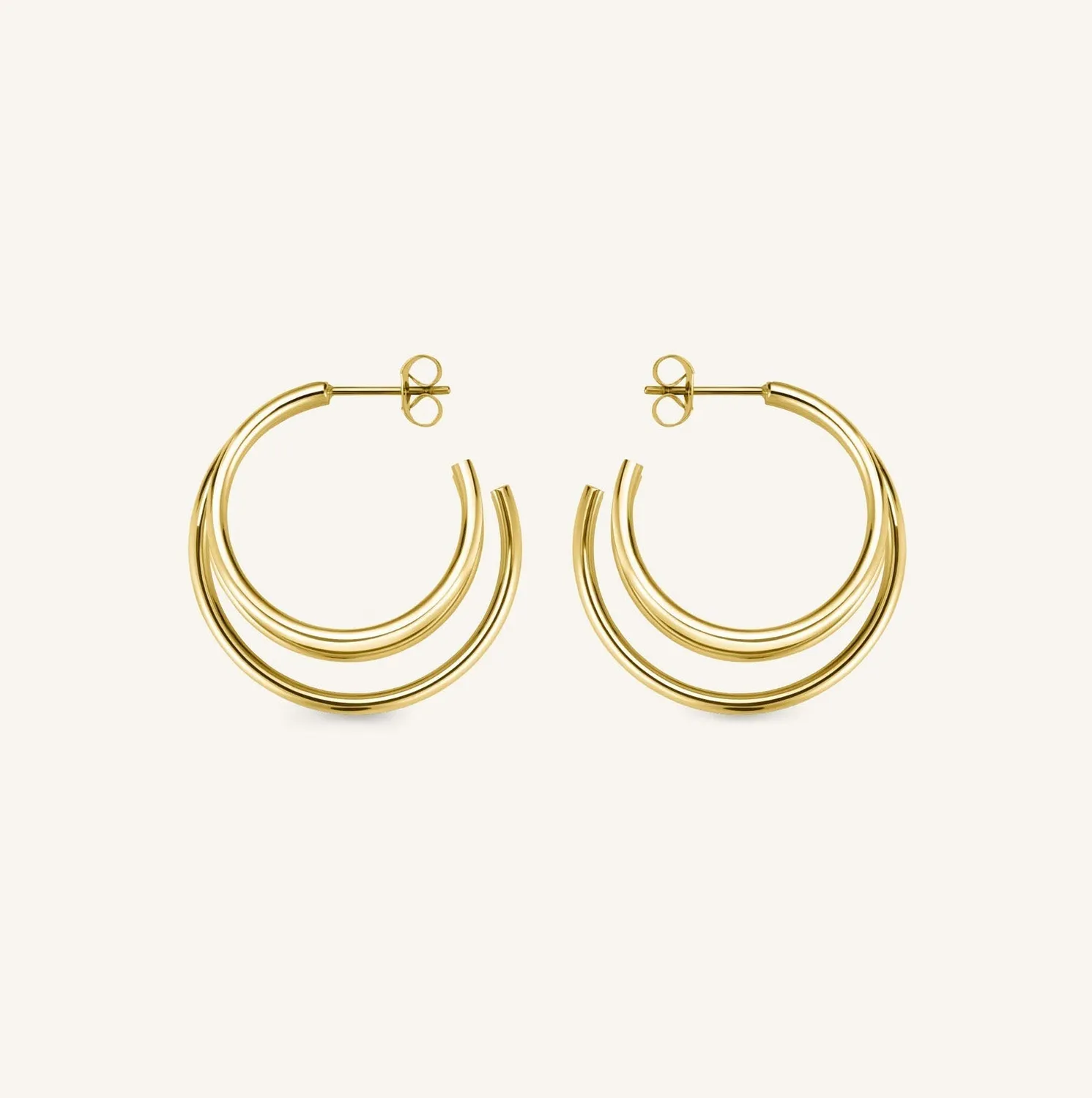 Rosefield Essentials Triple Hoop øredobber gull, 3 cm