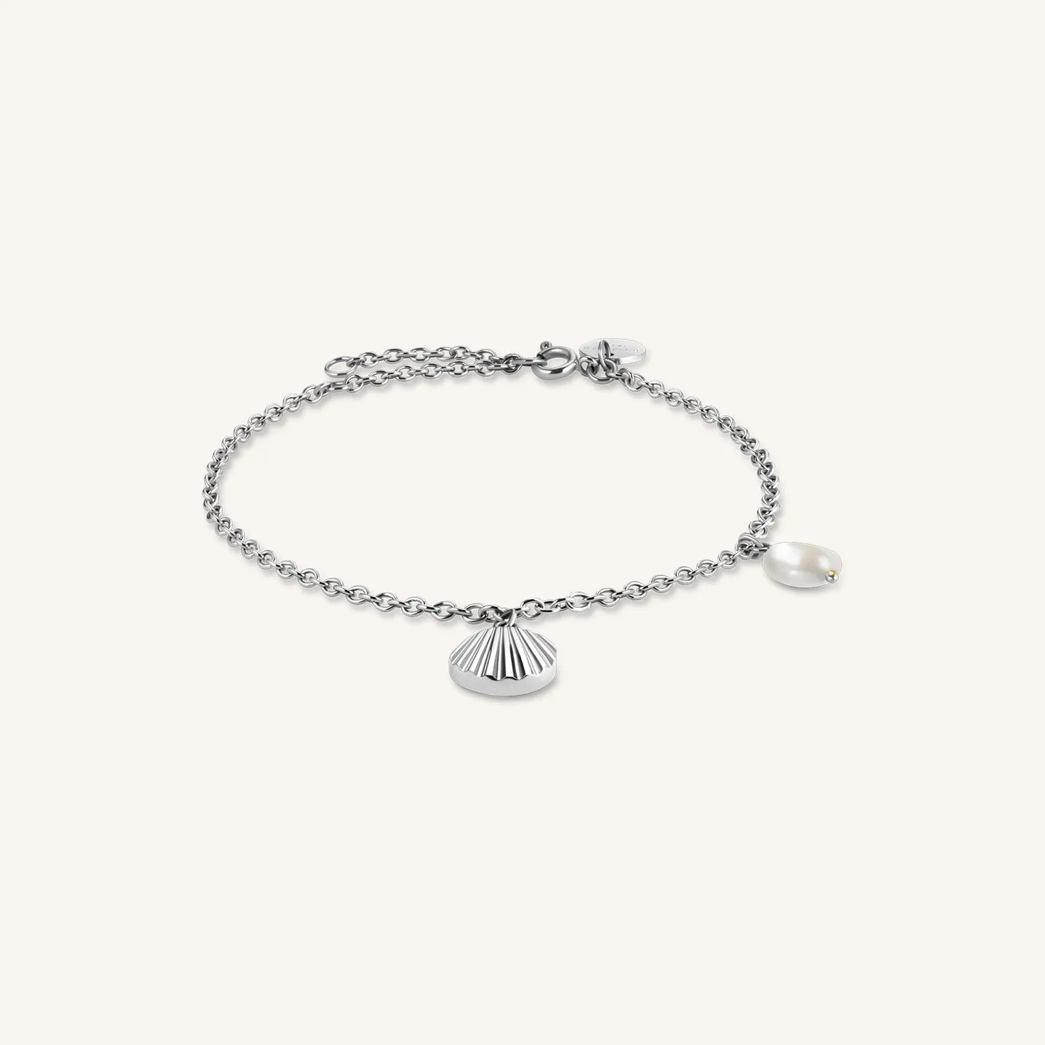 Rosefield Shell and pearl bracelet armbånd gull/sølv med perle og skall