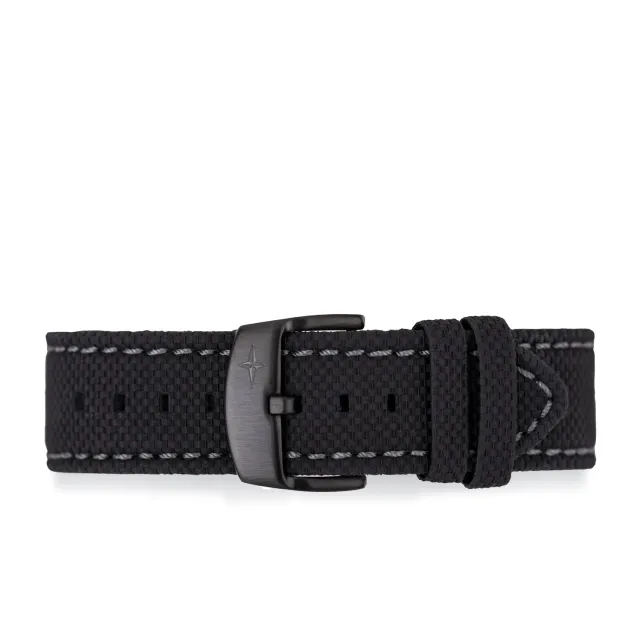 DAVOSA Calfskin Leather Textile Black 22mm klokkerem i svart