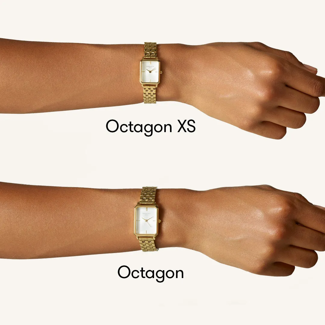 Rosefield Octagon XS Black Gold klokke 19,5 × 24 mm