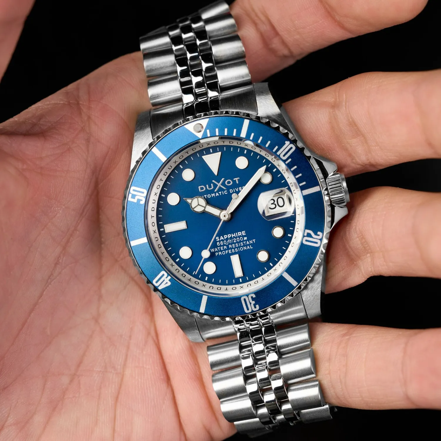 Duxot Atlantica DX-2057 automatisk dykkerklokke Saxe Blue 20 ATM