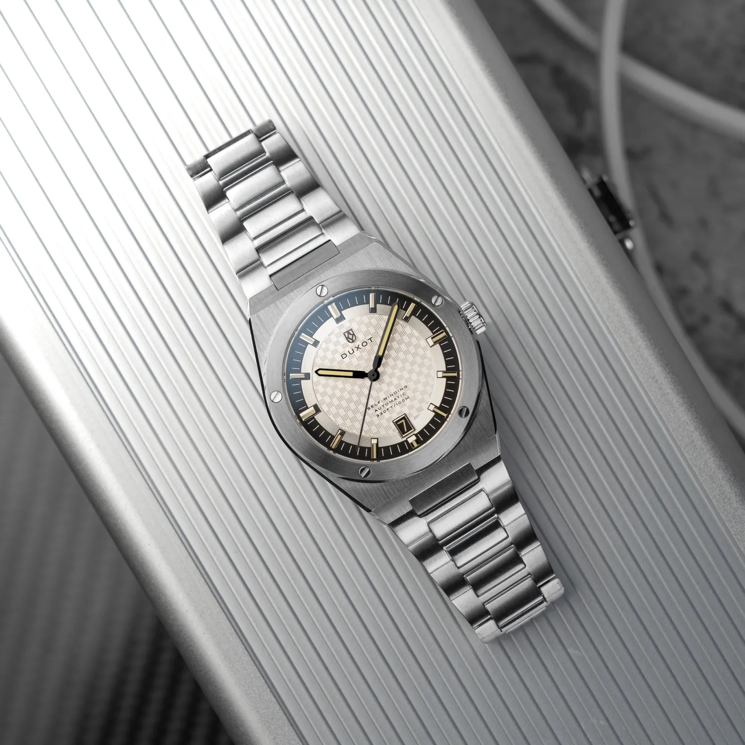 Duxot Bastia Sandy Silver automatisk klokke sølv 40 mm safirglass