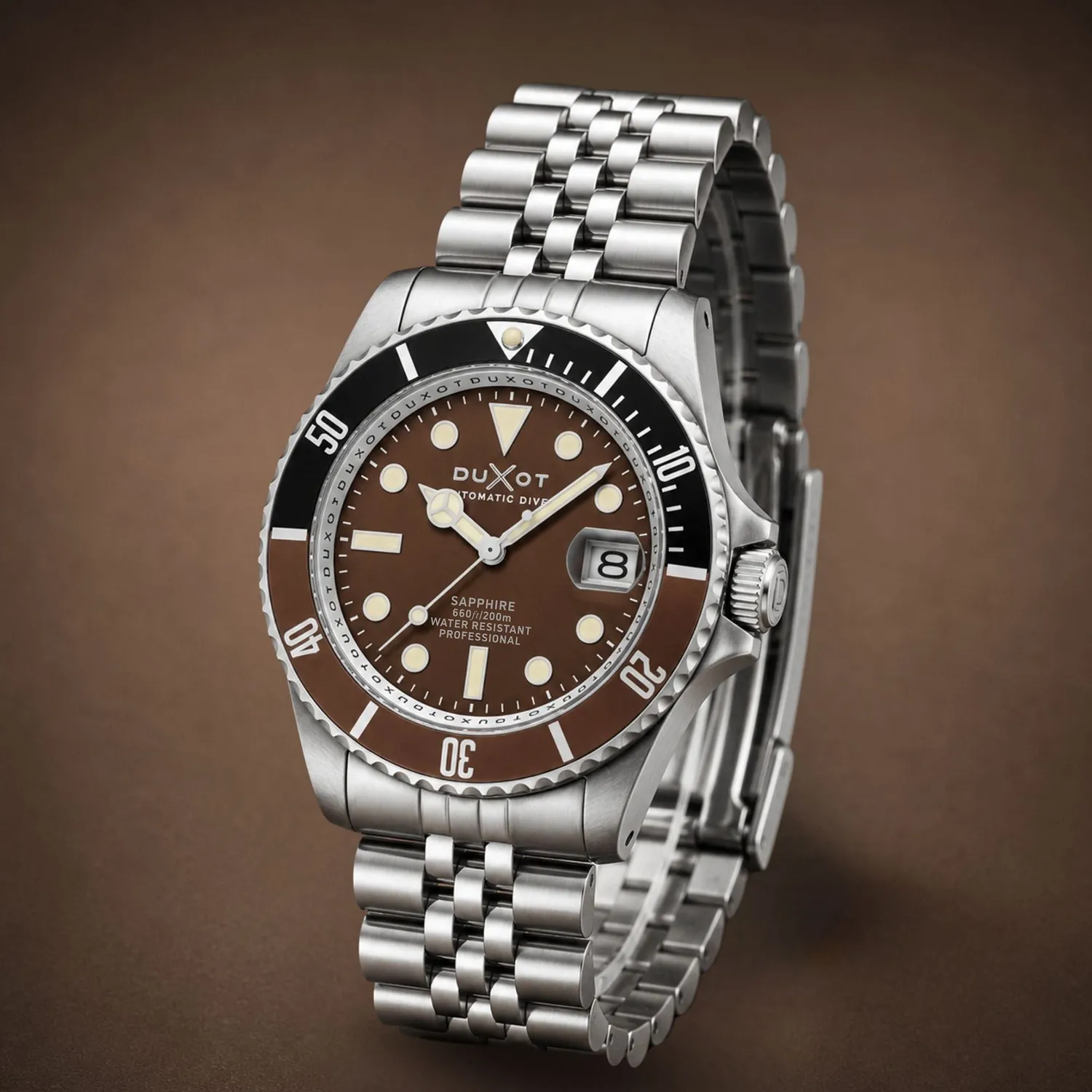 Duxot Atlantica Diver Automatic dykkerklokke brun 20 ATM