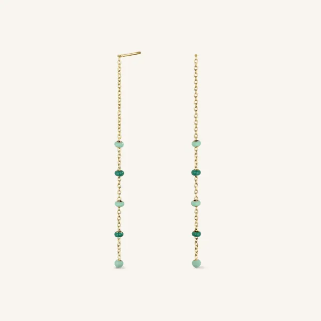 Rosefield Essentials Emerald Dotted Threader Earrings øredobber gull