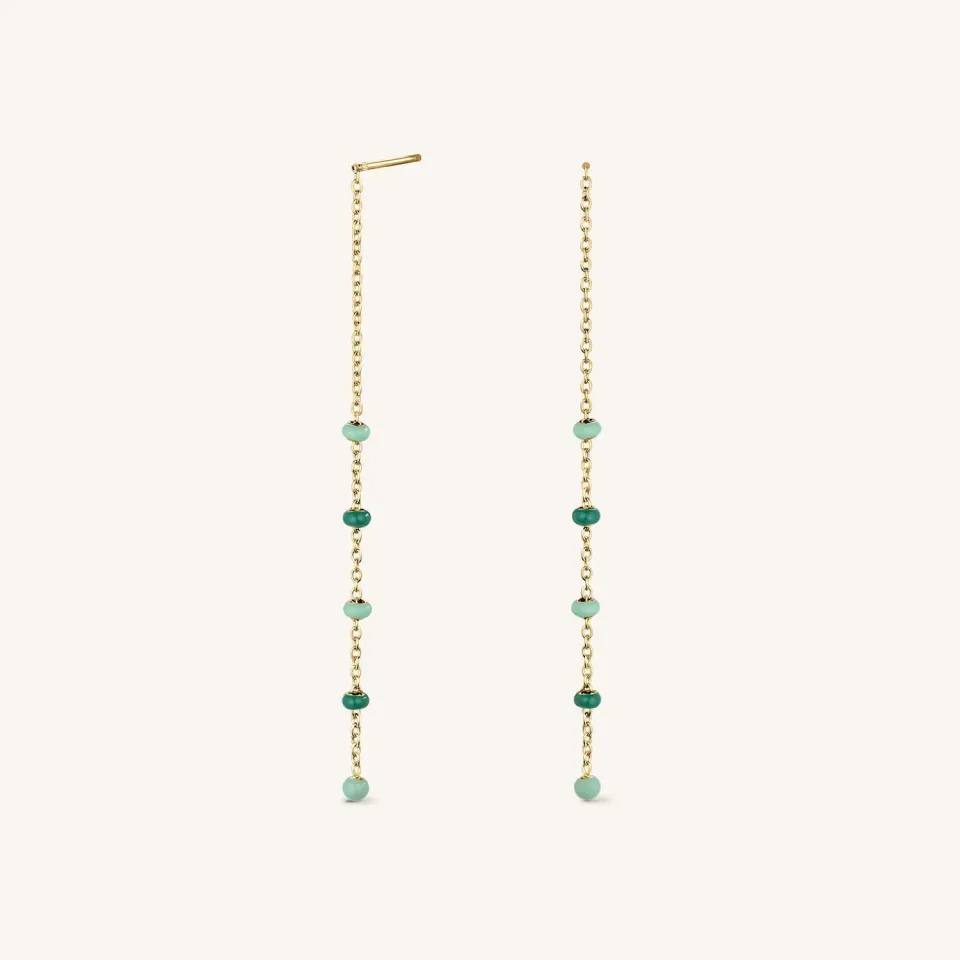 Rosefield Essentials Emerald Dotted Threader Earrings øredobber gull