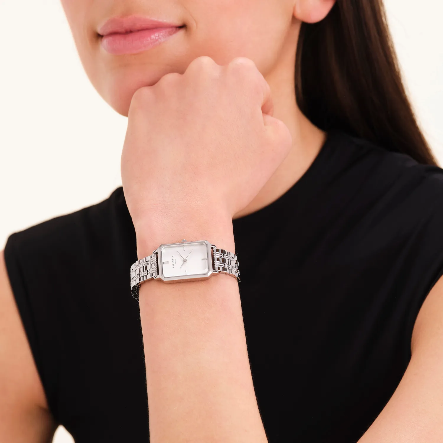 Rosefield Octagon Silver klokke 23 × 29 mm i sølv