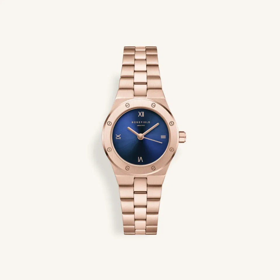 Rosefield Rose XS klokke 24 mm rosegull mørkeblå
