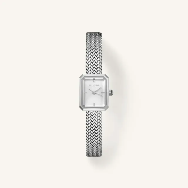 Rosefield Mini Octagon Silver klokke sølv 15 x 18,5 mm