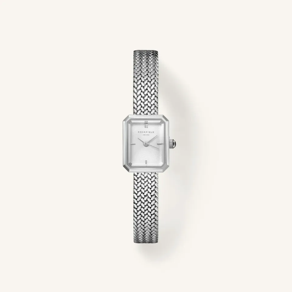 Rosefield Mini Octagon Silver klokke sølv 15 x 18,5 mm