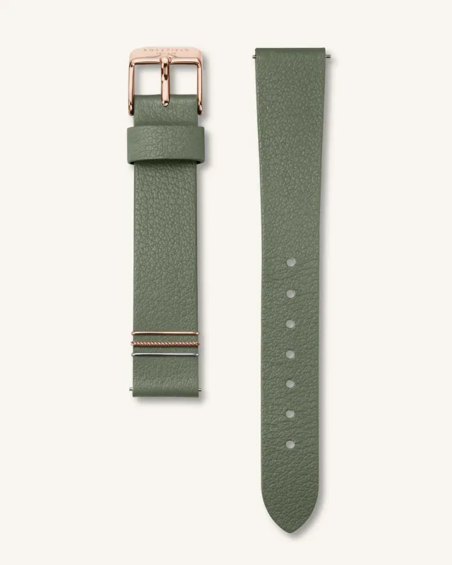 Rosefield West Village klokkereim 16 mm olivengrønn skinn