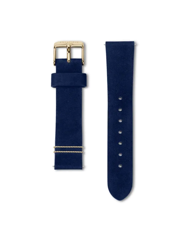 Rosefield West Village klokkereim 16 mm Velvet Blue nubuk