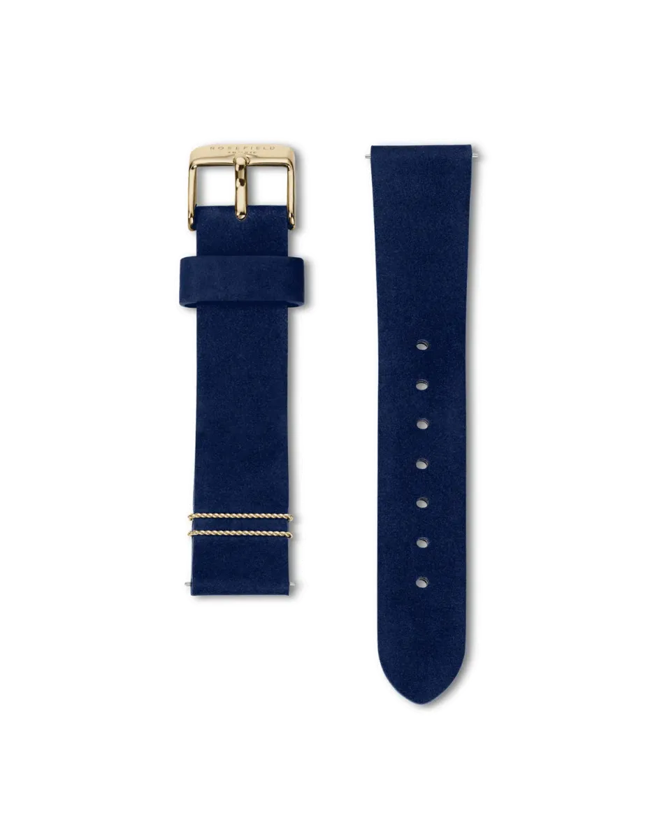 Rosefield West Village klokkereim 16 mm Velvet Blue nubuk