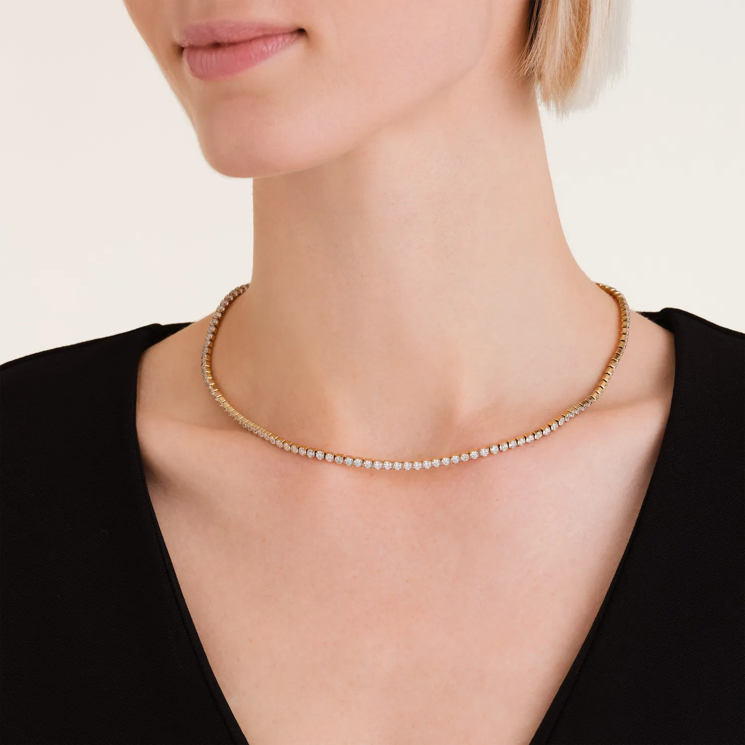 Rosefield Tennis Necklace halskjede gullbelagt 45–49 cm